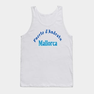 Puerto d'Andratx, Mallorca Spain Text in blue. Tank Top